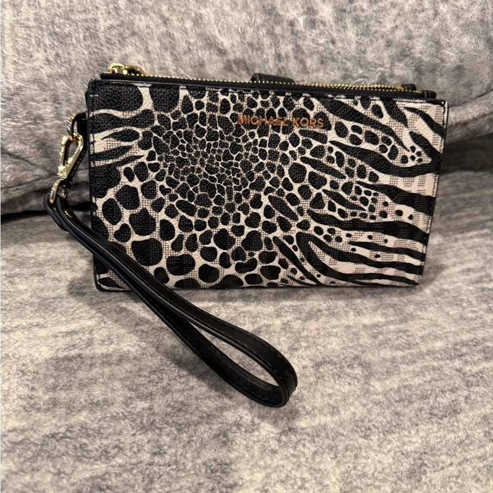 Michael Kors Animal and Logo Print Wristlet